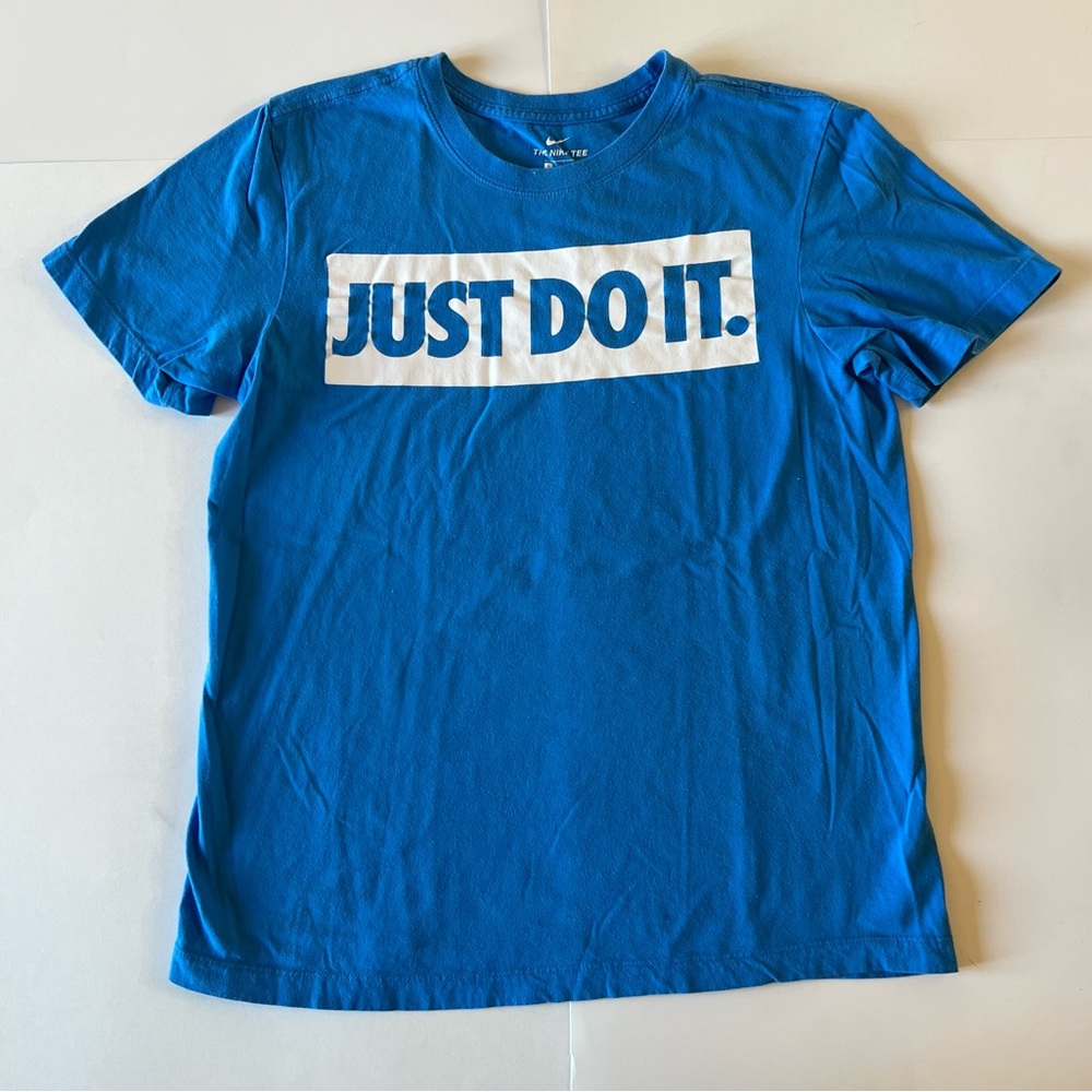 Nike Just Do It Men's Small Blue White Shirt Top Tee